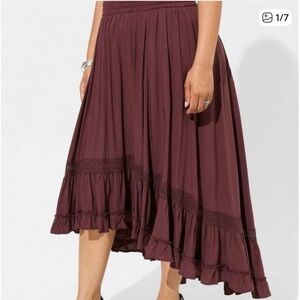 TORRID MAXI WASH GAUZE HI LOW LACE INSET SKIRT SASSAFRAS